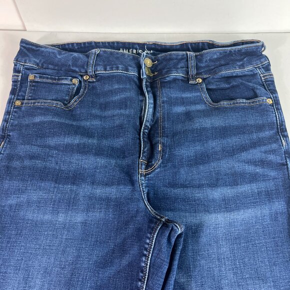 American Eagle Jeans Women 37x31* High Rise Artist Flare Dark Blue Denim Tag 18R - Picture 4 of 16